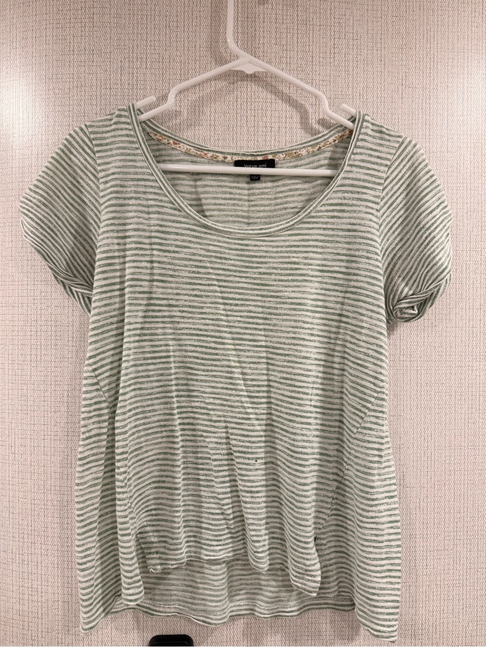 Vintage Havana Mint & White Striped Scoop Neck Tee